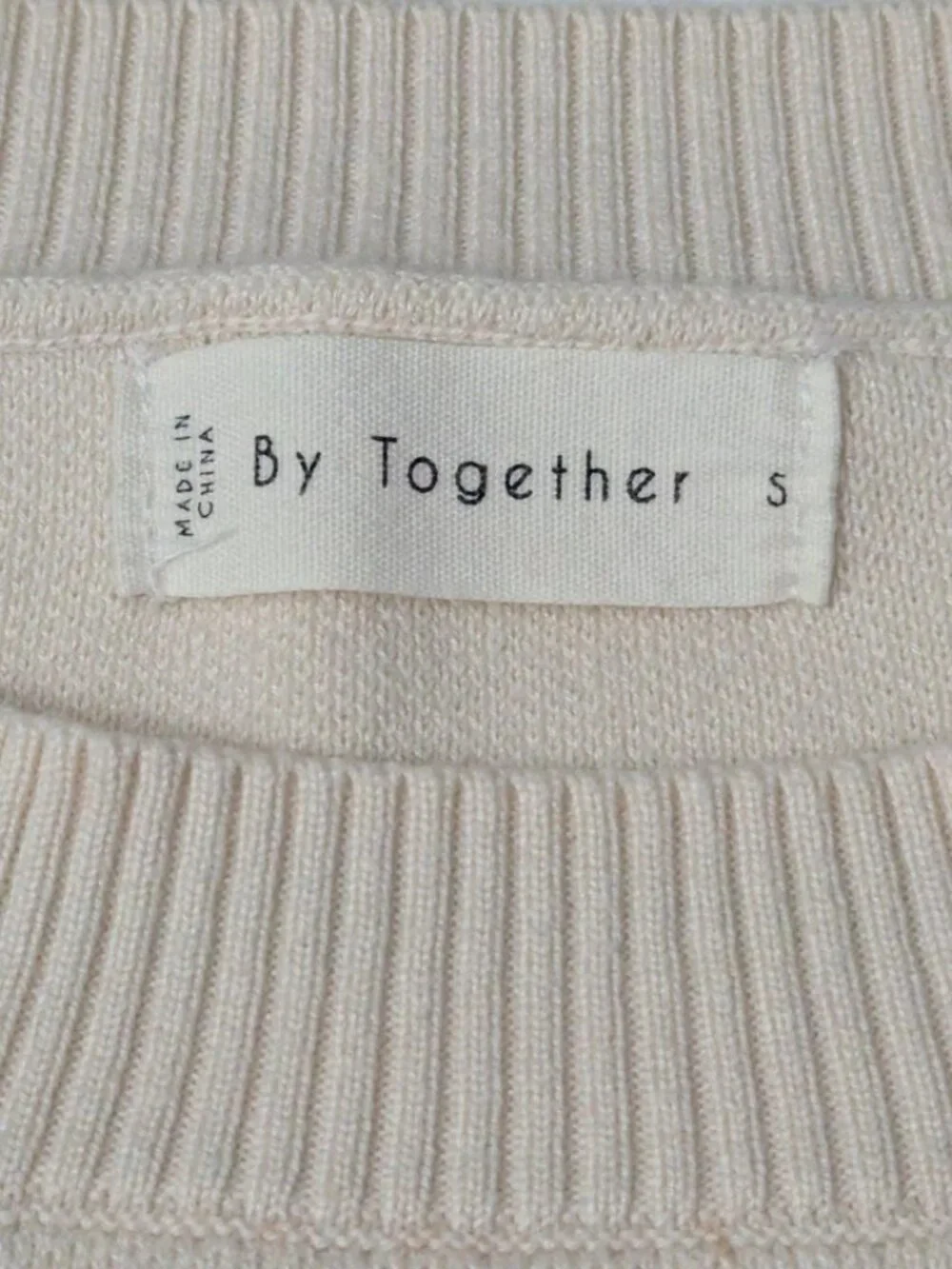 By Together Cream Teal Striped Knit Cropped Sweater Drop Shoulder Size S NWOT